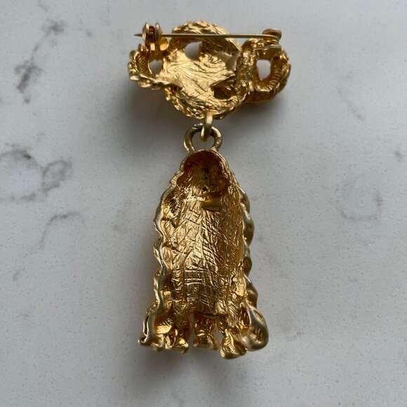 Vintage 80's Gold Tone Military Inspired Metal Knot & Tassel Brooch Sz OS - Picture 3 of 4